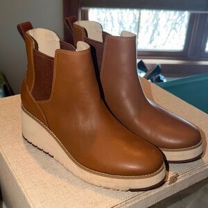Cole Haan Tan Leather Wedge Boots